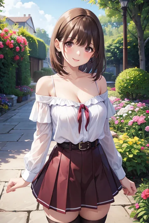  One girl, alone, glossy maroon short hair、Beautiful brown eyes、Sparkling eyes、Ultra-detailed eyes、camisole, Off-the-shoulder sh...