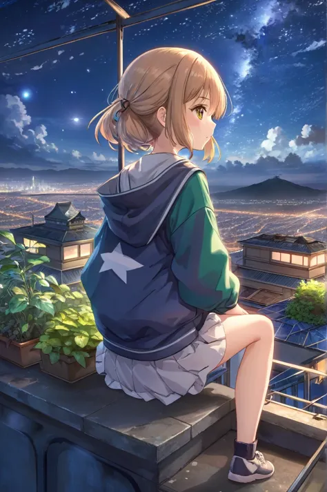highest quality, masterpiece, Very detailed, Detailed Background, anime, 1 girl, Young girl, Short girl, sf, sf, Outdoor, night,...