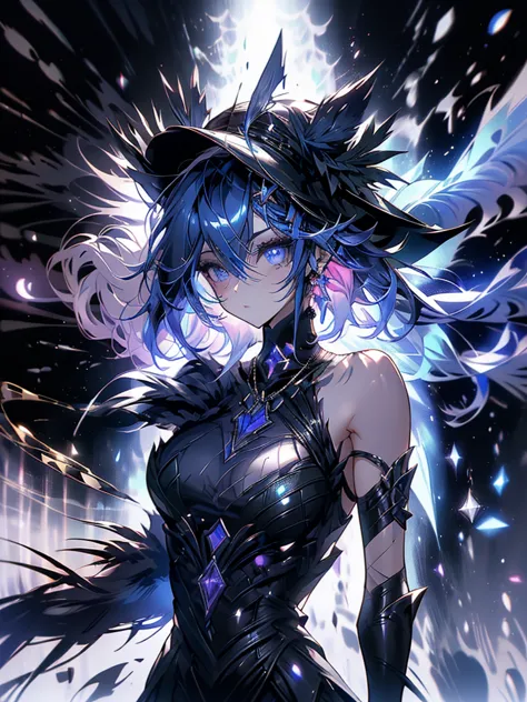 25-year-old girl、wearing a black elegant hat、rune background、black magician、wearing a black robe、mesmerize、cute woman、elegant ha...