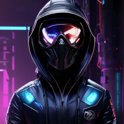 a close up of a person in a hoodedie standing in front of a clock, techwear occultist, dystopian sci-fi character, epic scifi ch...