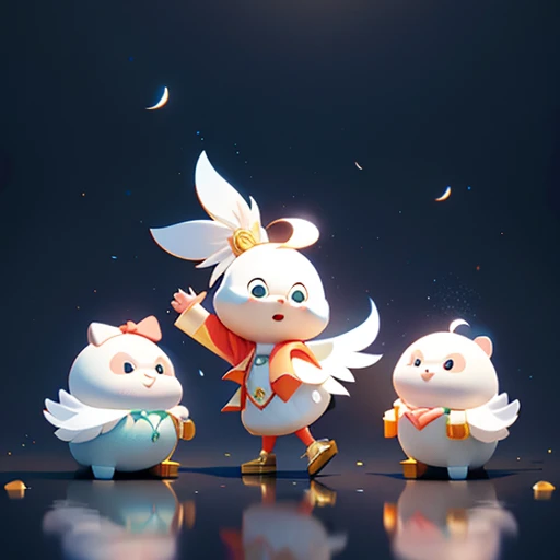 Cartoon 3D Egret，Fat into a ball，Q version，cute，Mini figure，Big head and light feet，Color appearance，Happy expression，Best picture quality，Higher quality，High Detail，Ultra-high resolution，8K resolution，masterpiece