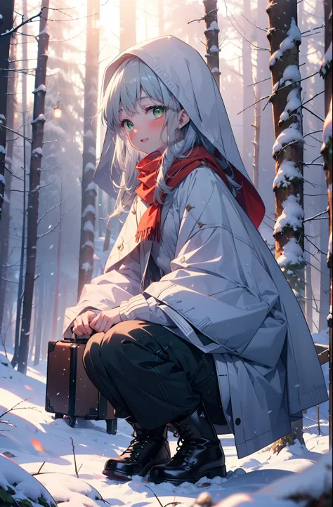 index, index, (Green Eyes:1.5), Silver Hair, Long Hair, (Flat Chest:1.2),smile,blush,White Breath,
Open your mouth,snow,Ground b...
