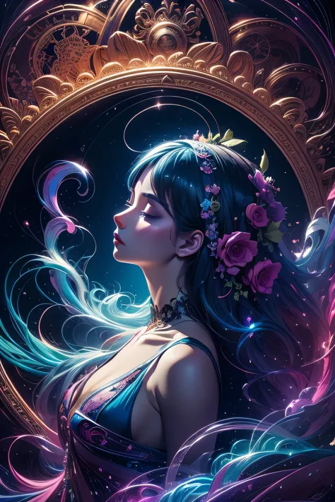 Create a unique painting inspired by 'Celestial Dreams',' blending cosmic imagery and dreamscapes into a surreal masterpiece