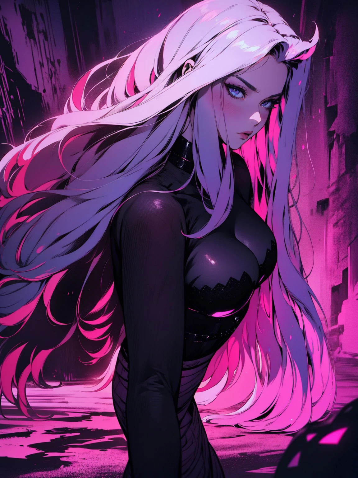 {-erro_de_anatomia:1.0} (best quality,4k,8k,highres,masterpiece:1.2) (masterpiece, top quality, best quality, official art, beautiful and aesthetic: 1.2), (1 woman: 1.3) Succubus girl, long white hair , opal eyes, (crystal eyes) succubus wings, magenta clothes, pant,  gloves, attractive, moonlight, dinamic poses, perfect hands (perfect fingers), angry face, dinamic poses, walking on the ground, on attack, backwards, looking back