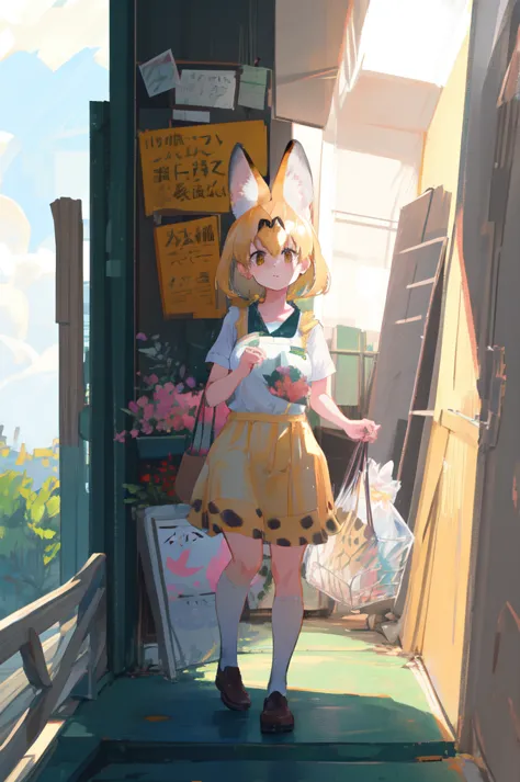 best quality, 1girl, serval (kemono friends), kemono friends, serval, maid uniform