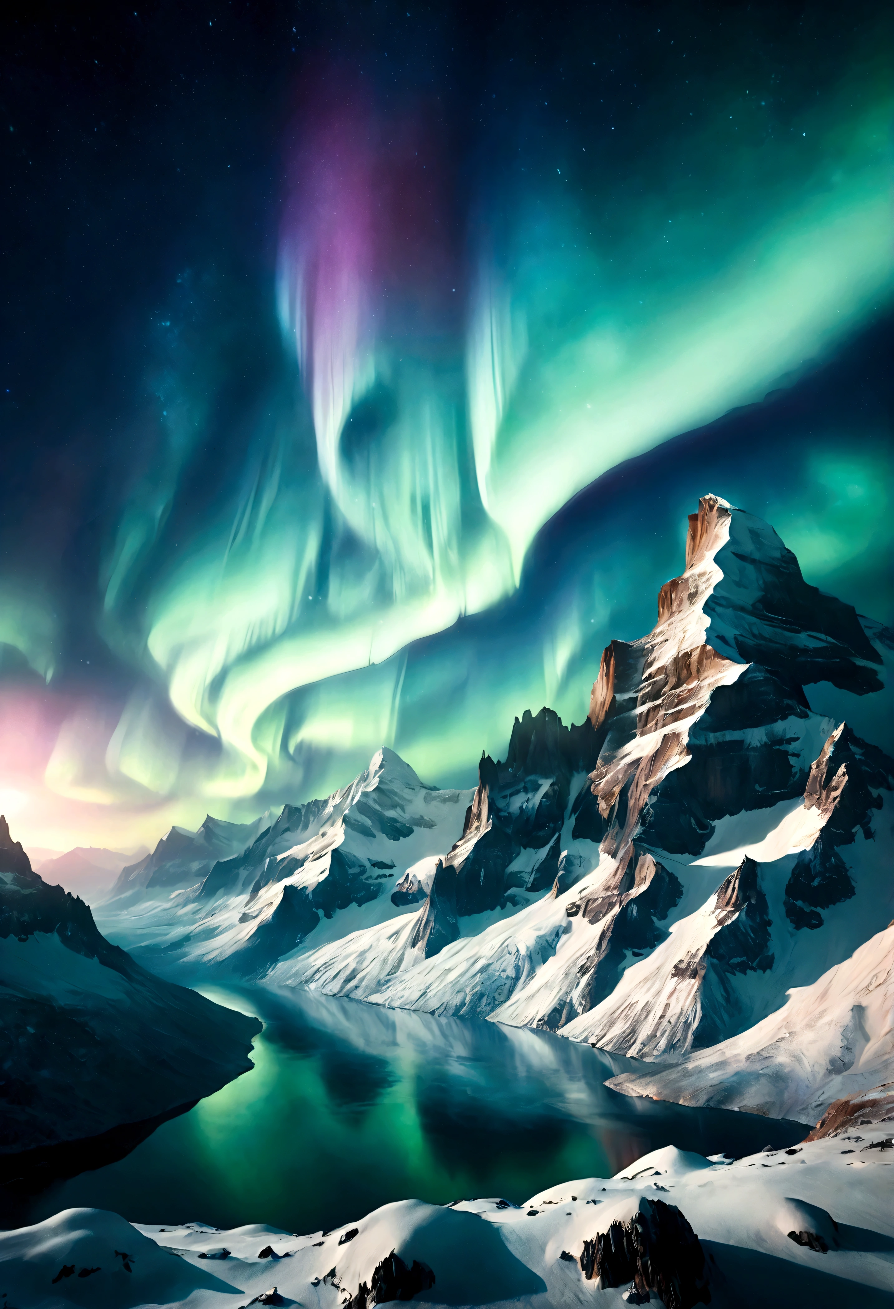 Universo Planeta Nieve Montaña Aurora 