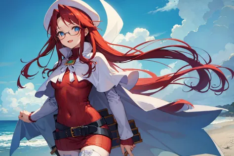 summonnightaty, aty, (young:1.3),long hair, blue eyes, red hair, big_tits, hat, glasses,
BREAK long hair, thighhighs, hat, dress...