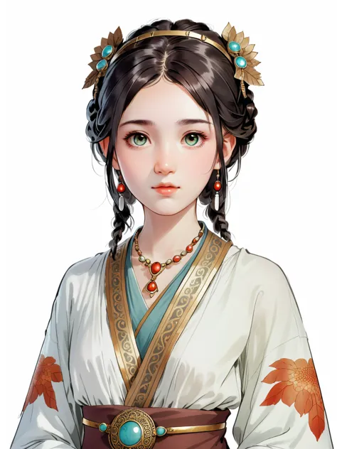White background，Generate an ancient girl avatar