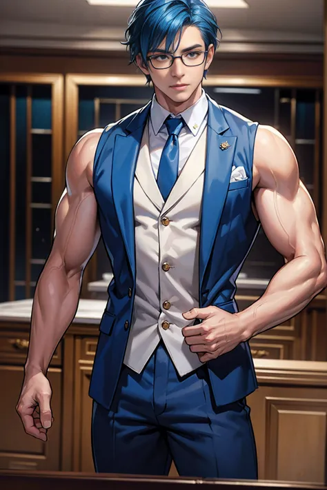 realistic, masterpiece, intricate details, detailed background, depth of field, muscular, Photo of a handsome American magician,...