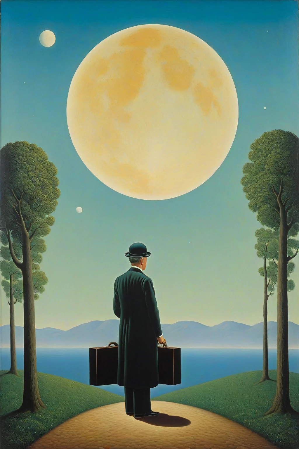 STYLE OF RENÉ MAGRITTE,surrealism,
Clair de lune d&#39;lotus pond,