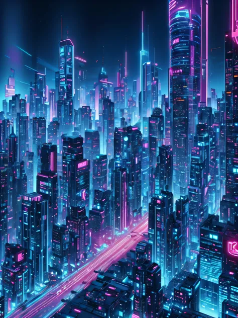 Hyper-realistic cyberpunk city landscape，Futuristic skyscrapers，Neon flashing，Colorful signboard flashing, A flying car in the s...