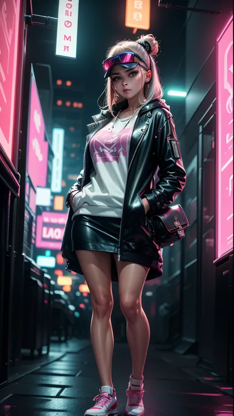 ((best quality)), ((masterpiece)), (very detailed: 1.3), 3d, neonnoir, a close up of a beautiful cyberpunk loli    (((selena gom...