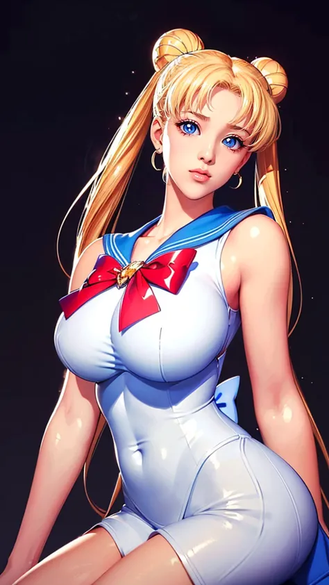 (（（Perfect body,White and tender skin,（（（Blue and white sailor suit, black high heels, and a bright red bow on the chest）））,（（（S...