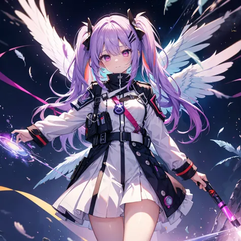 ((Archangel　Fantasy　Rainbow Hair　Make your hair rainbow-colored on the inside　Twin tails　Dull red eyes　Has a galaxy　uniform　Put ...