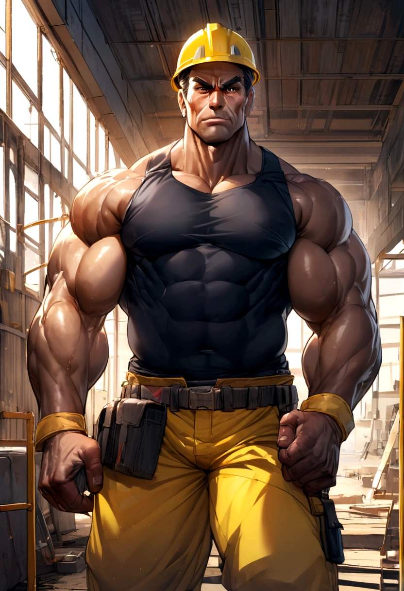 Modern male Muscular Giant middle aged Construction worker Under  construction - SeaArt AI