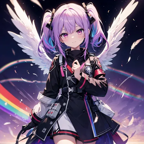 ((Archangel　Fantasy　Rainbow Hair　Make your hair rainbow-colored on the inside　Twin tails　Dull red eyes　Has a galaxy　uniform　Put ...