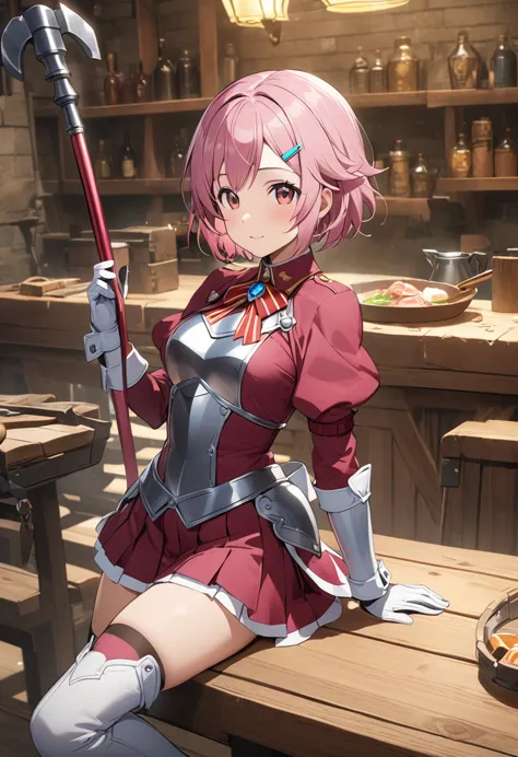 highest quality、unity 8k wallpaper、32k、masterpiece、very detailed、ultra-high resolution、　magical smith lisbeth、lisbeth (sao)、pink...