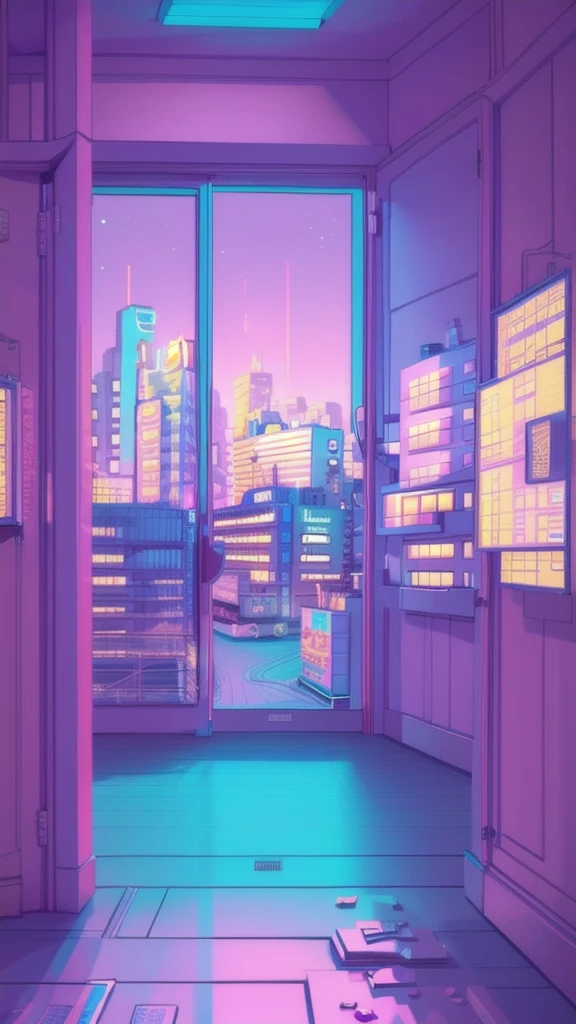 pink theme, style anime, huge city background, precious hotel, large living room, (Highly detailed:1.2), (warm light:1.2), masterpiece, ultra realistic,32k, extremely detailed CG unity 8k wallpaper, best quality  (masterpiece,best quality:1.5)