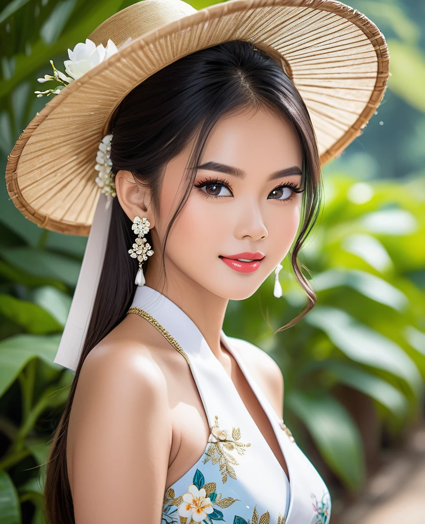 Image of a bright, beautiful Thai girl&#39;s face,((The full screen image clearly shows the pores.))(Masterpiece)Maximum details,Top quality,complete dynamic,anatomy,Excellent photography...