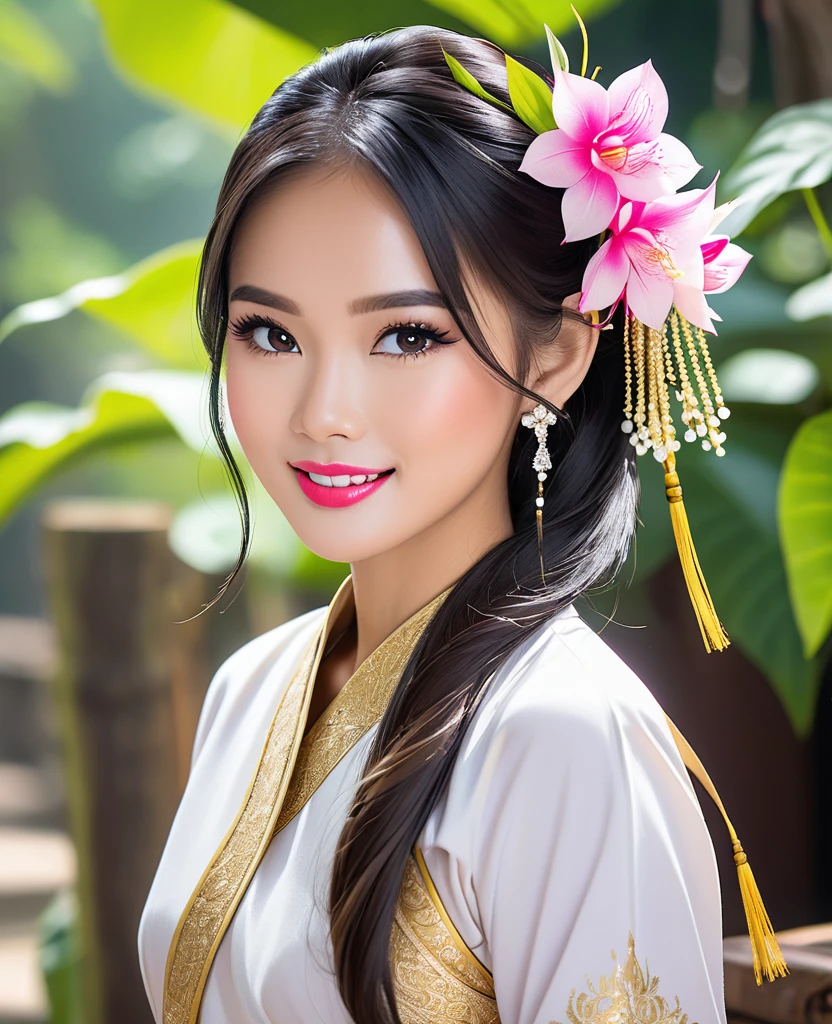 Image of a bright, beautiful Thai girl&#39;s face,((The full screen image clearly shows the pores.))(Masterpiece)Maximum details,Top quality,complete dynamic,anatomy,Excellent photography...