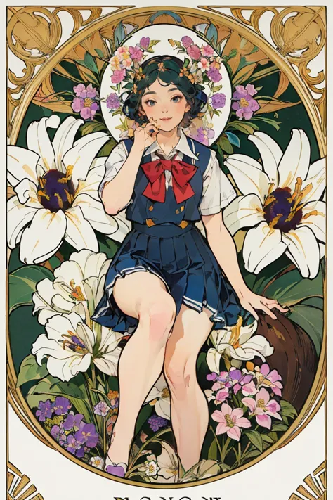 Poster,(much more:1.2),((Art Deco,Botanical Art,Flower Art)),(Floral:1.2),Lily flower,
(masterpiece, highest quality),(Vibrant c...