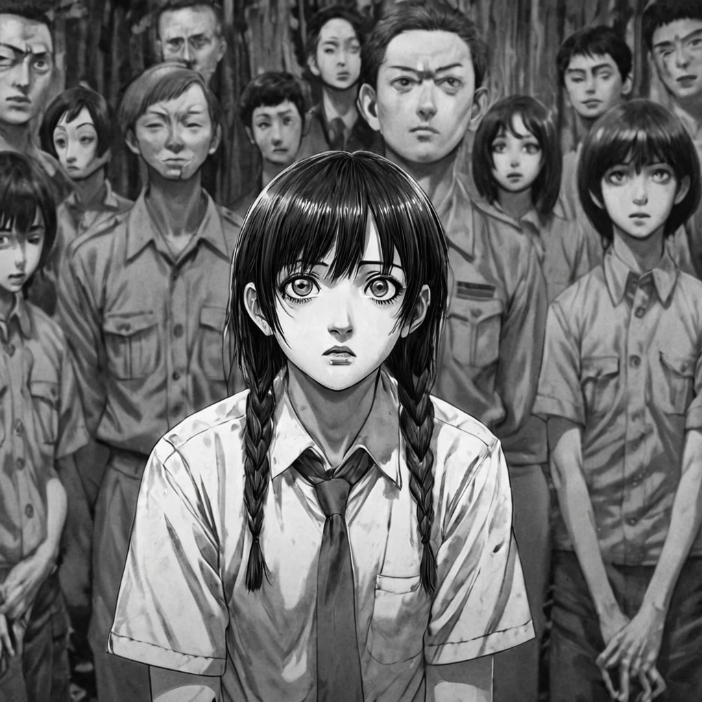 ejército militar, (animado), bizarre scenario, este es junji, Yusuke Murata, en blanco y negro, 8K, animado, horror