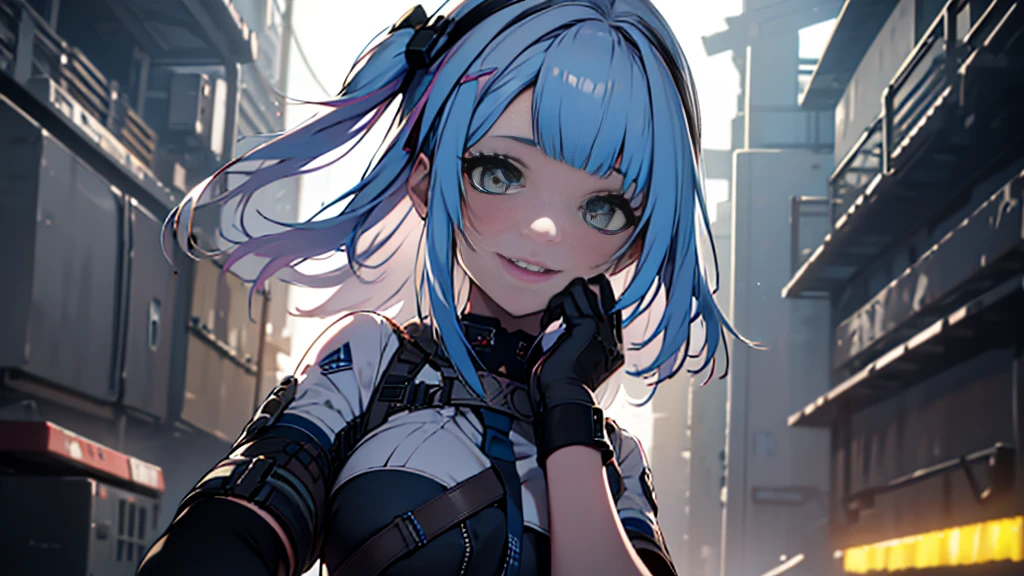 ((Best quality)), ((masterpiece)), (detailed:1.4), 3D, an image of a beautiful cyberpunk female, Yandere , Yandere Face , Trance , Trance Eyes , yameroyandere , constricted pupils , yandere , empty eyes . shaded face , crazy eyes , glowing gold eyes , crazy smile , neonfx, neon_valorant, 1girl, solo, looking at viewer, blue eyes, blonde hair, gloves, navel, bare midriff, twintails, blue hair, multicolored hair, parted lips, black gloves, belt, pants, hand on hip, floating hair, bandaid, bandaid on face, electricity, animification, bandaid on nose, large breasts, HDR (High Dynamic Range),Ray Tracing,NVIDIA RTX,Super-Resolution,Unreal 5,Subsurface scattering,PBR Texturing,Post-processing,Anisotropic Filtering,Depth-of-field,Maximum clarity and sharpness,Multi-layered textures,Albedo and Specular maps,Surface shading,Accurate simulation of light-material interaction,Perfect proportions,Octane Render,Two-tone lighting,Wide aperture,Low ISO,White balance,Rule of thirds,8K RAW,