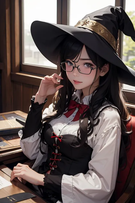 highest quality、masterpiece、High sensitivity、High resolution、detailed、Glasses、Shyly、witch、Cosplay
