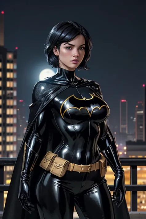 (ultra realistic,32k, masterpiece:1.2),(high detailed skin:1.1),( high quality:1.1), batgirl aged 23
cassandra, black hair, shor...