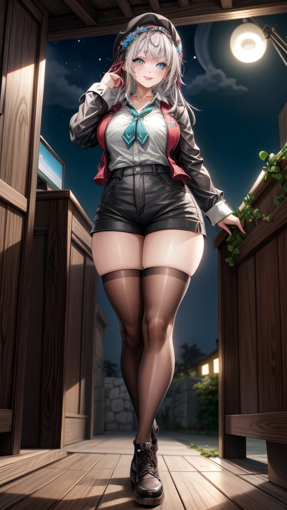 Alisa Kujou, 

(night:1.7), 1 girl standing at attention, 27 years,hembra joven,hermoso Finger, hermoso long legs ,hermoso body ,hermoso Nose ,hermoso character design, ojos perfectos, perfect rostro,

There is an anime girl in shorts walking through an open door., 1 chica, muslos, solo, (falda muy corta:1.4), blue eyes, senos, chaqueta, camisa school, medias largas , falda , white camisa, arco, mano en la cadera, rubor, black muslos, arcotie, adentro, calzado marron, zettai ryouiki, mocasines, zapatos, large senos, mirando al espectador, boca abierta, thighs,

mirando al espectador, sonrisa, saludando al espectador, en el centro de la imagen, Fondo de pantalla CG unity 8k extremadamente detallado, Perfect lighting,vistoso, Brillante_frente_rostro_Lightinasterpiece:1.0),(mejor_calidad:1.0), ultra high resolution,4k,ultra detallado,
Photography, 8k, hdr, high resolution, absurdos:1.2, codas portra 400, film grain, fondo borroso, bokeh:1.2, Destello de lente, (vibrante_color:1.2)
, (hermoso_rostro:1.5),(angosto_cintura), (hermoso,Enorme_senos:1.3)