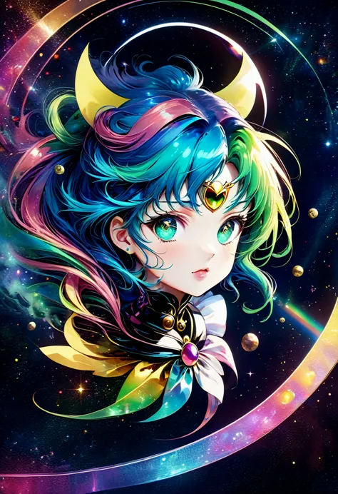 Two dimensions，A super cute &quot;Sailor Moon&quot;（Sailor Moon），mini image，Beautiful slim girl in anime style，cyberpunk，Steampu...