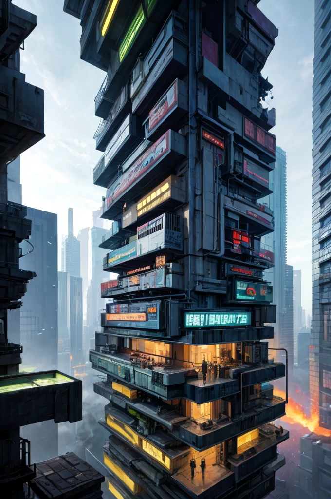 en tant qu'enfant, lire un livre avec en arrière-plan une ville moderne, cyberpunk, 