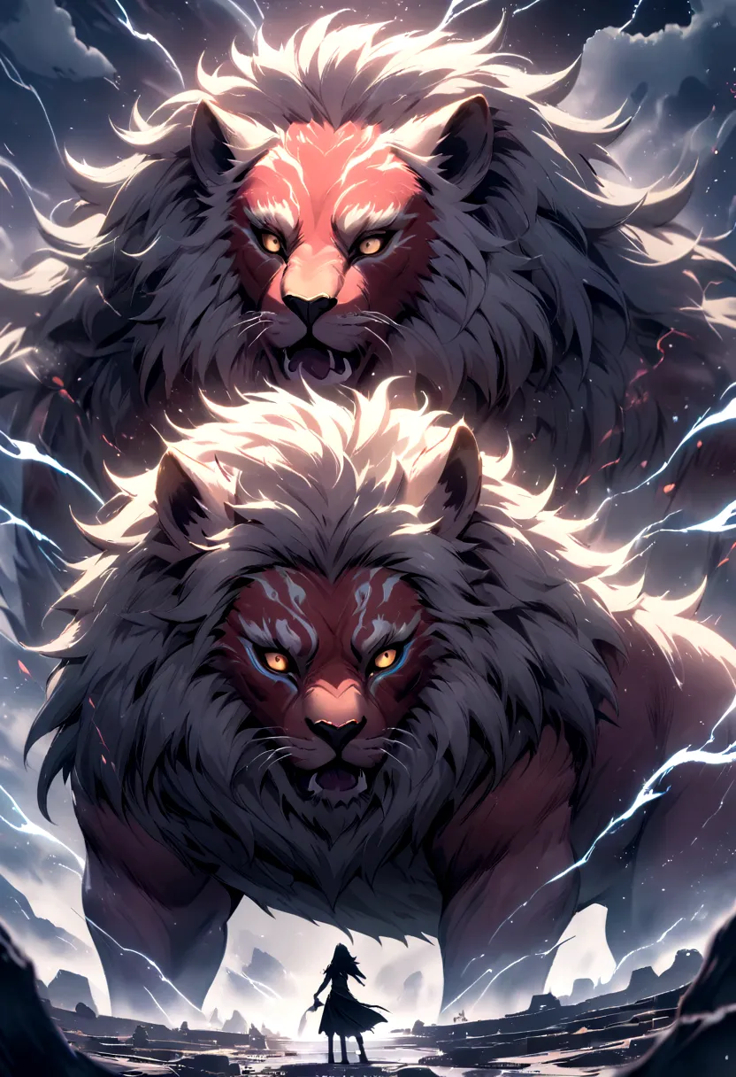 Beast with red skin electric lion head 