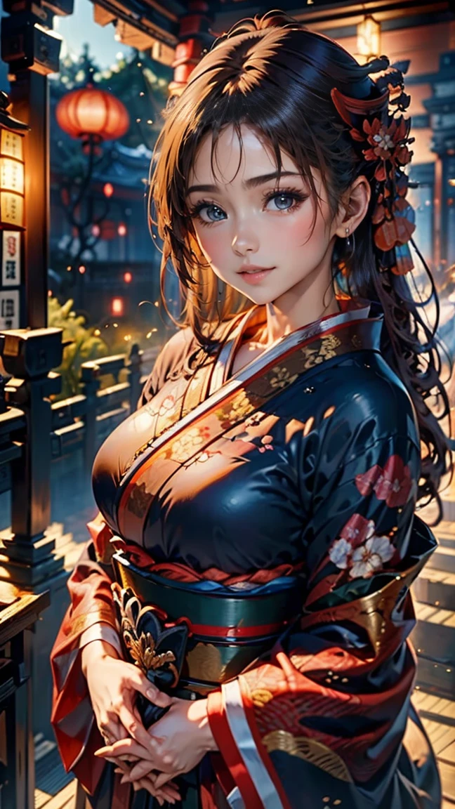 highest quality、masterpiece、8k、Realistic、超High resolution、Very delicate and beautiful、High resolution、Cinema Lighting、Face close-up、Perfect female body、Opposition、Looking at the audience、((oiran、Gorgeous kimono、Vibrant colors、embroidery、band、hairpin、((Marugaku:1.8))、Gorgeous hair ornament、Powder Makeup、Red lips、Delicate hand movements、Graceful attitude))、parade、On the tatami、Golden Screen、fan、tent、Traditional beauty、Fleeting Expression、Smoke Tube、Elegant atmosphere、Historical background、Night view、Glossy feel、Grace、Captivating Charm