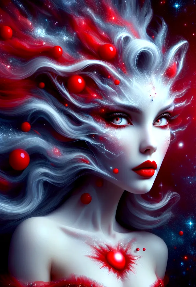 ragingnebula,high quality , dress made out of red stars, close up photo of very seductive red lips,sexy,beautiful,realistic,life...