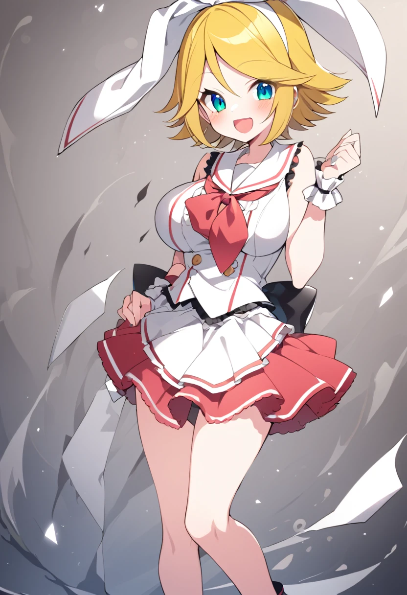 ,large breasts, ConcertHole, 1girl, ,VOCALOID, kagamine rin, short hair,