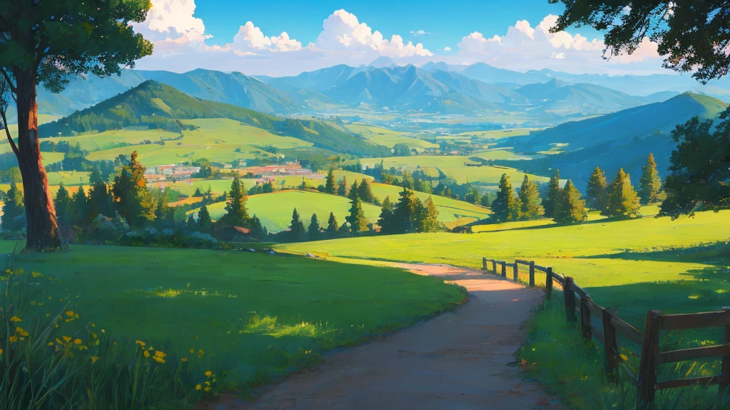 paisagem, vista bonita, anime