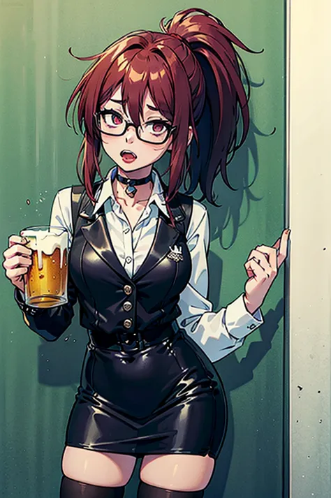 cel shading, detailed eyes, highly detailed, masterpiece, best quality, solo woman, black square glasses, hair between eyes, lon...