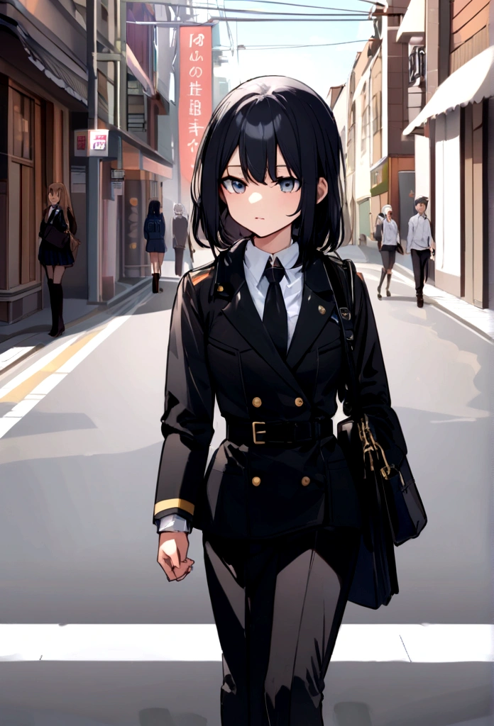 fille avec、19 ans、uniformes、Dans la rue