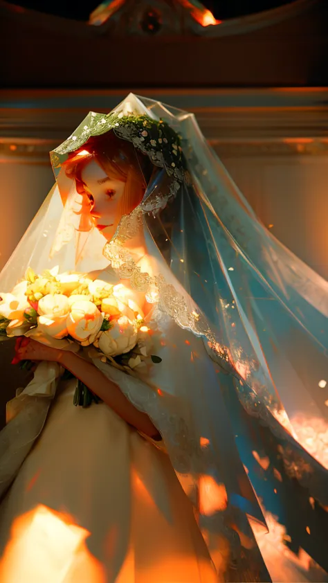 1 girl, Masterpiece, height, Sonic Edge_Rias_Gremory, ((wedding dress, church, bridal veil, wedding, bunch of flowers))