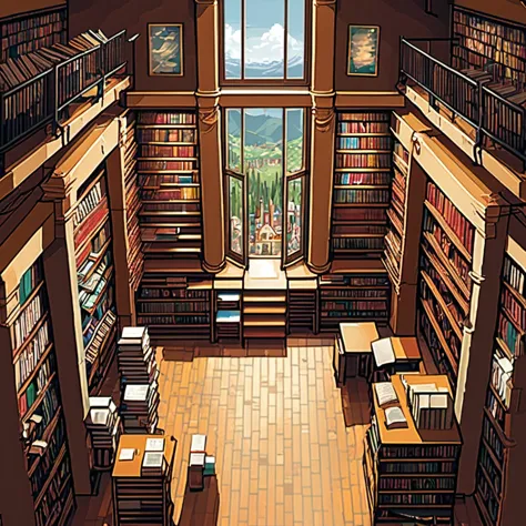 masterpiece, [thin outline],
BREAK,
inside the huge scale book store, indoor,
BREAK,
(RPG maker style top down view), pixel art