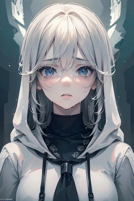 a tender girl, crying girl, white hooded sweater, short skirt, black skirt, lace stockings, depressed girl, highly detailed facial features, extremely detailed eyes and face, long eyelashes, beautiful detailed eyes, beautiful detailed lips, vibrant colors, dramatic lighting, moody atmosphere, emotional portrait, melancholic, somber mood, sorrowful expression, vulnerable, intimate, cinematic lighting, trees and grass in the background, provocative clothing, sexy, (best quality,4k,8k,highres,masterpiece:1.2),ultra-detailed,(realistic,photorealistic,photo-realistic:1.37),emotional,portrait,closeup,dramatic