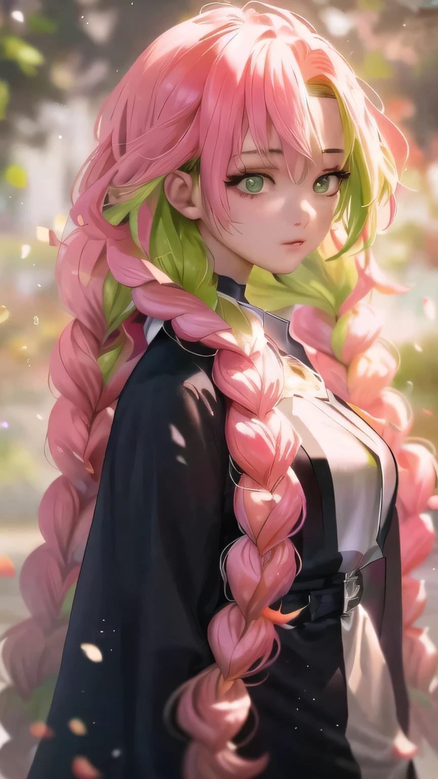 olhos verdes, close-up de uma pessoa com longos cabelos rosa e lenço verde, lindo retrato de anime, arte digital detalhada de anime, Garota de anime com cabelo comprido, retrato estilo anime, retrato detalhado de garota anime, lindo estilo de arte de anime, arte detalhada de personagem de anime, arte de anime limpa e detalhada, Estilo de arte anime de alta qualidade, retrato de menina anime, linda garota de anime, cute retrato de menina anime