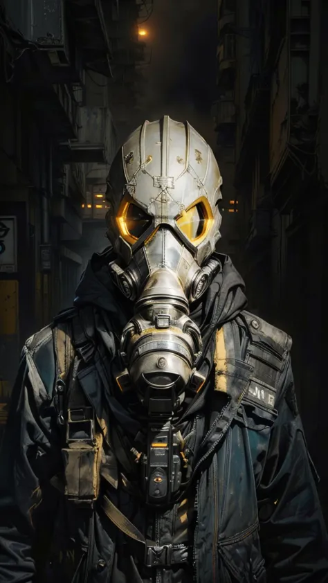 (best quality,16k,high resolution,masterpiece:1.2),super detail, grotesque, doom, male, rebel, masked, rebel, latex gas mask, ga...