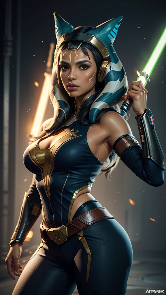 ahsoka tano in leo tard  , light saber with a big breast, cutesexyrobutts, symmetra from overwatch, samira from league of legends, extremely detailed artgerm, senna from league of legends, inspired by rossdraws, wlop and rossdraws, in style of artgerm, as seen on artgerm, pharah from overwatch