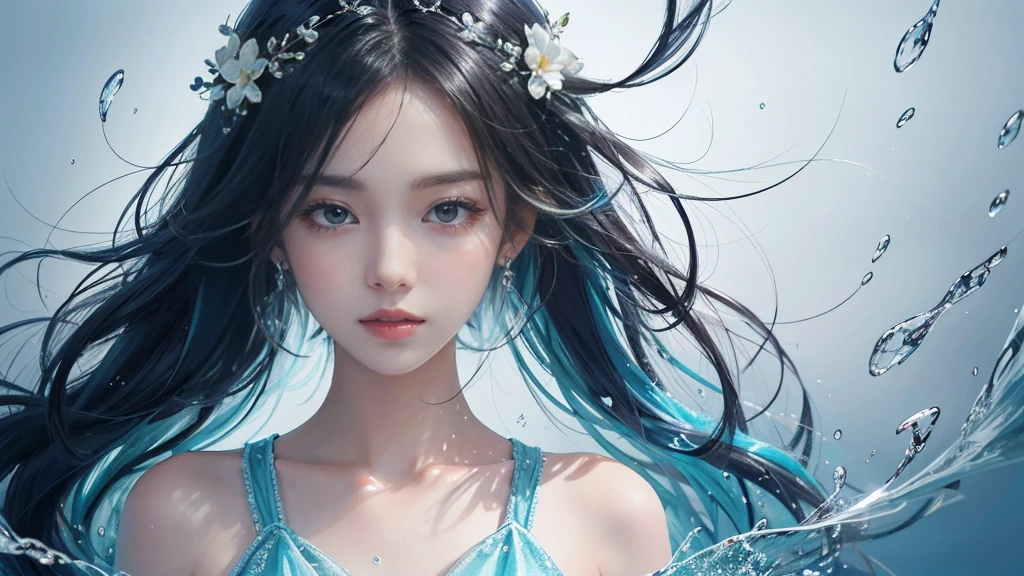 Best quality，masterpiece，Ultra-high resolution，（Reality：1.4），RAW photos，Cold Light，Woman wearing transparent clothes underwater，full-body shot，Wallpaper Anime Blue Water，Guvitz-style artwork，closeup fantasy with water magic，author：Yang J，Guvitz，A beautiful artistic illustration，Water Nymphs，Beautiful digital artwork，Beautiful digital illustrations，Li Song，Beautiful anime portrait，Bovo&#39;s art style