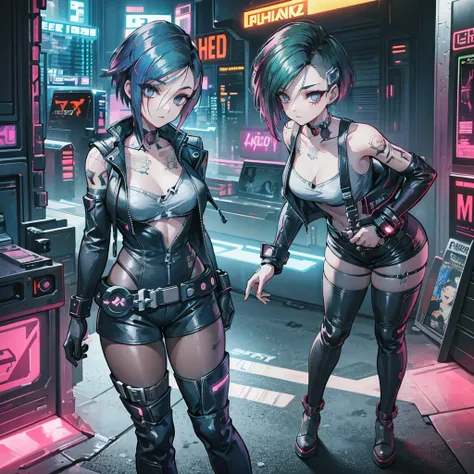 create an anime-style, high-resolution, ultrasharp 8k masterpiece of judy alvarez from "cyberpunk 2077." she has a punk-inspired...