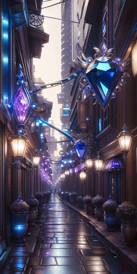 Silver Sapphire AI
street, Super detailed, complicated, masterpiece, Highest quality, Neon Light