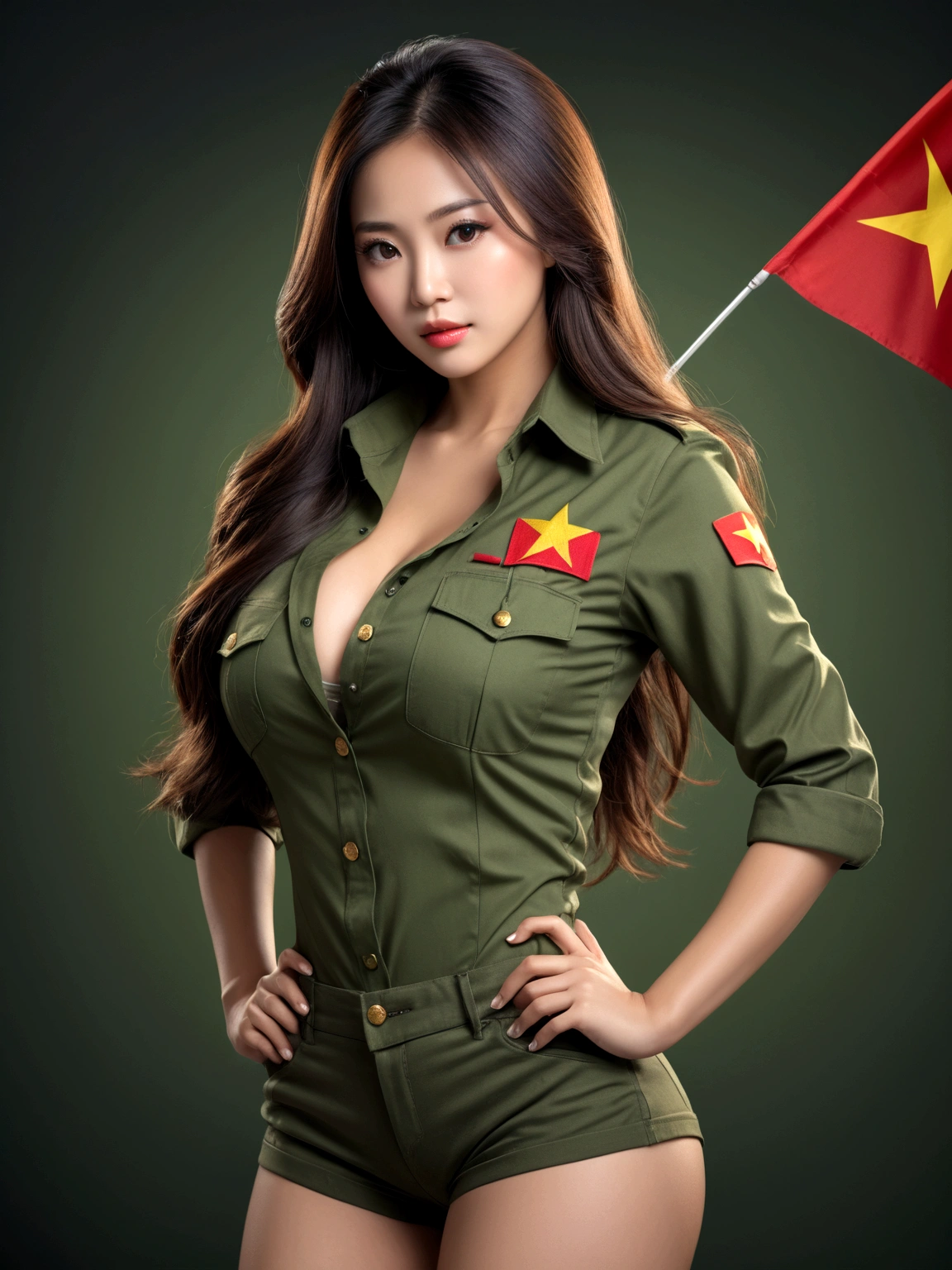 A sexy Vietnamese woman with busty breasts and very long hair - SeaArt AI