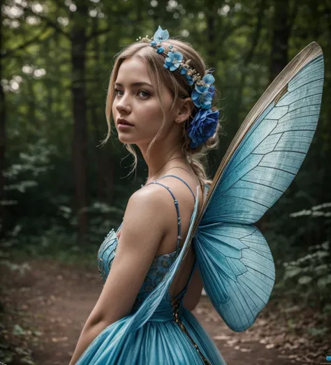 beautiful nature scenery ,cinematic photo:1.3) from (realistic:1.3),photoреалfromм, (magic photo:1.3)butterfly, 1 fairy girl, bl...